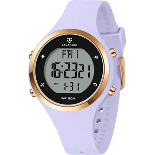 Watch For Damen Armbanduhr mit Silikonband,Digitaluhr Alarm,Stoppuhr,Datum,Licht,Timer,Zwei Zonen,Schlummer Vielseitige Funktionen Präzise Zeitmessung