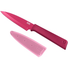 KUHN RIKON COLORI+ Rüstmesser gerade Klinge mit Klingenschutz, antihaftbeschichtet, Edelstahl, 19.5 cm, fuchsia, Stainless Steel