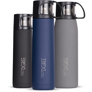 720°DGREE Thermoskanne mit Becher 700ml “Follow” - 3 Größen, 12h Heiß, 24h Kalt, Auslaufsicher, BPA-Frei - Edelstahl Thermosflasche, Isolierflasche - Perfekt für Kaffee, Tee Unterwegs to Go