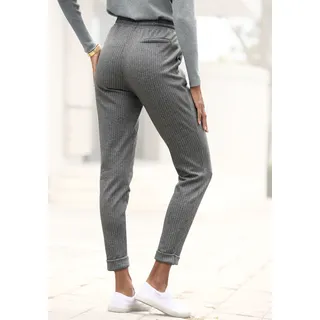 Jogger Pants VIVANCE "aus bequemen Stretchstoff", Damen, Gr. 40, N-Gr, grau (grau gestreift), Stoff, Obermaterial: 78% Polyester, 20% Viskose, 2% Elasthan, gestreift, figurumspielend knöchelfrei, Hosen Jogger Pants, mit Streifenmuster, Schlupfhose, schmaler Schnitt, Sommerhose, Topseller