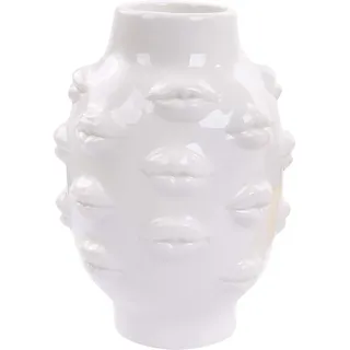 Romehaha Keramik Lippenvase, Tischdekoration, Modern, Blumenvase für Zuhause, Büro, Geschäfte, 12x12x16.5cm (Weiß)