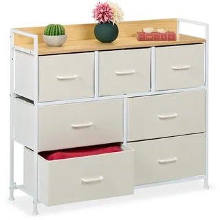 Relaxdays Kommode 85 x 100 x 30,5 cm Beige/Weiß