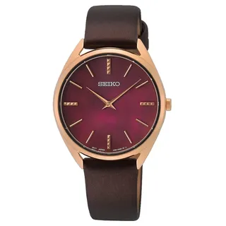 Seiko Damen-Uhr Quarz Edelstahl mit Lederband SWR082P1