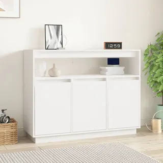 vidaXL Sideboard Weiß 104,5x34x80 cm Massivholz Kiefer - Weiß