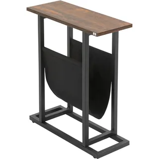 Homcom Beistelltisch mit Stofftasche Stahlrahmen, Dunkelbraun | Kunststoff , 19x55x49 cm