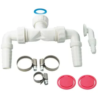 tecuro Doppelanschluss für Trockner und Waschmaschine, 1 Zoll ÜWM, inkl. Dichtungen, Rückflusssicherung,