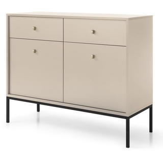 Selsey Monne Sideboard Kommode 2-türig mit 2 Schubladen, Beige im Vintage Look