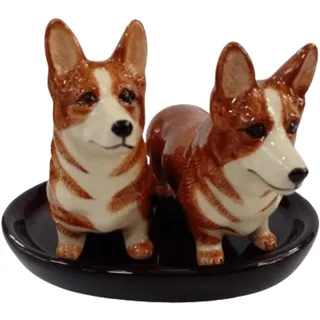 Keramik Salz und Pfefferstreuer Set mit Hundemotiv (Corgi)