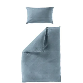 BIERBAUM Chic Uni Seersucker Blau 155 x 220 cm + 2 x 40 x 80 cm