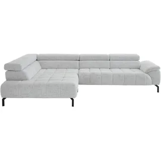 Beldomo Style Ecksofa , Grauweiß , Textil , Uni , Ottomane links, L-Form , 323x222 cm , Goldenes M , erweiterbar, Typenauswahl, Stoffauswahl, planbar, seitenverkehrt erhältlich, Hocker erhältlich, Rücken echt , Wohnzimmer, Sofas & Couches, Wohnlandschaften, Ecksofas