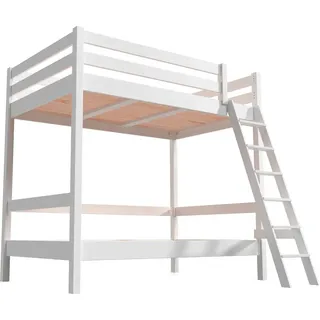 Etagenbett 2-Sitzer 120x200 für Erwachsene Treppe Holz Sylvia - Weiß