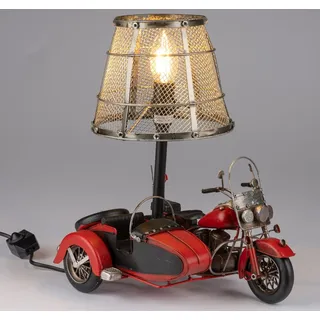 formano Motorrad Lampe Metall Tischlampe Design Leuchte rot im Vintage-Look 33cm - Bunt