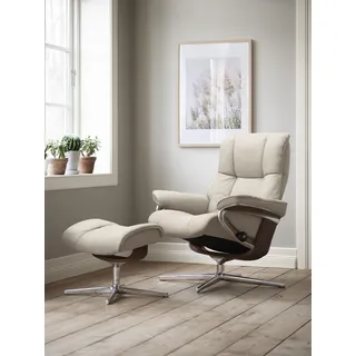 Stressless® Relaxsessel »Mayfair«, (Set, Relaxsessel mit Hocker), mit Hocker, mit Cross Base, Größe S, M & L, Holzakzent Braun beige