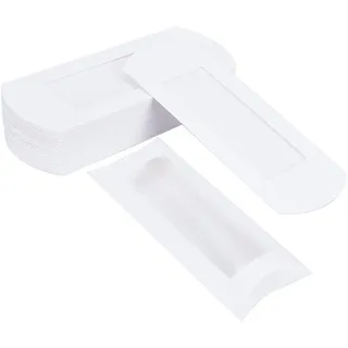 BENECREAT 30 Stück 16x7x2.4 cm Weiße Kissen keitsschachteln Aus Papier, Geschenkboxen Mit Sichtbarem PVC-Fenster Für Geburtstags, Hochzeits, Partygeschenke
