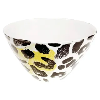 Keramikschüssel im Leoparden Design, Obstschale Schwarz Weiß Gelb, Servierschale Ø 16 cm