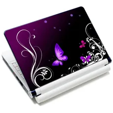 Luxburg® Design Aufkleber Schutzfolie Skin Sticker für Notebook Laptop 10/12 / 13/14 / 15 Zoll (Schmetterlinge lila)