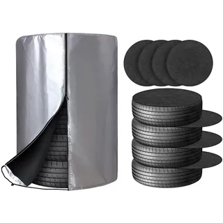 ZATOOTO Reifentasche mit 4 Filzmatten, Wasserdicht Staubdicht Saisonale Reifenhülle hält 4 Reifen (17/19/20/21/22 Zoll), Silber Beschichtet 210D Oxford, 31.5 x 46 IN (80 x 117 cm)