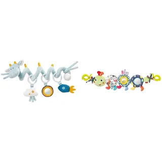 Fehn Activity Spirale Drache - Kinderwagen Spielzeug zum Fühlen und Greifen & Kinderwagenkette Baby Mobile Raupe Color Friends