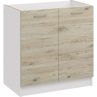 Roe Furniture | Küchenunterschrank 80 cm - Eiche Bordeaux - Braun - Spülenunterschrank - Ohne Arbeitsplatte - Unterschränke Küche - DZ8 - Braun