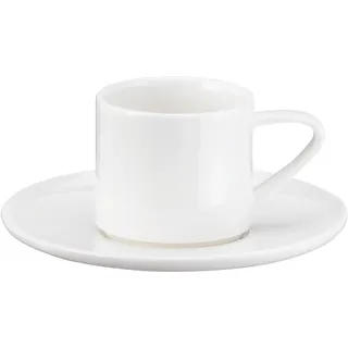 ASA Selection à table Espressotasse mit Untere / Untertasse, Stapelbar, Fine Bone China, Warmes Weiß, 60 ml, 1993013 - Weiß