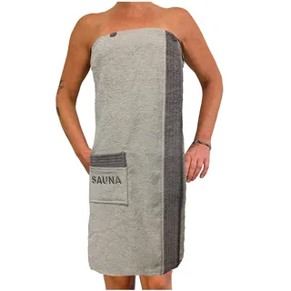 JEMIDI Sauna Frottee Kilt Sarong M-XXL Damen oder Herren von JEMIDI Anthrazit Grau mit Stickerei 100% Baumwolle Saunakilt Saunasarong Saunatuch (Damen)