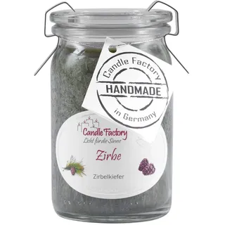 Candle Factory Baby Jumbo Duftkerze aus pflanzlichem Stearin im hitzebeständigen Glas der Marke Weck®, bis zu 24h Brennzeit, Duft: Zirbe