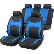 Bild von Auto-Sitzbezug Fairmont, Universal-Sitzbezug Komplett-Set, PKW-Sitzbezüge, 2 Vordersitzbezüge, 1 Rücksitzbankbezug schwarz/blau