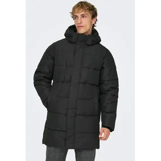 Only & Sons »ONSCARL LIFE LONG QUILTED COAT NOOS OTW« mit Kapuze, schwarz,
