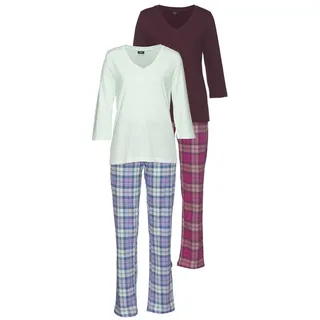 H.I.S. H.I.S Damen Pyjama mint-kariert, bordeaux-kariert Gr.36/38