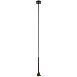 EGLO Cortaderas, 1 flammige Hängelampe Vintage, Industrial, Hängeleuchte aus Stahl in Schwarz, Gold, Esstischlampe, Wohnzimmerlampe hängend mit GU10