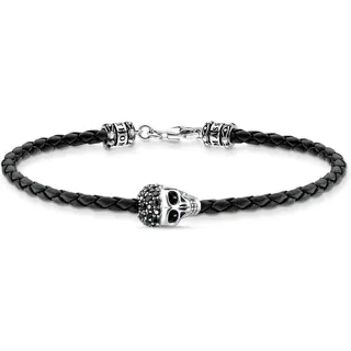 Thomas Sabo Herren Armband Totenkopf silber, aus geschwärztem 925er Sterlingsilber mit schwarzen Zirkonia-Steinen, Länge: 19 cm, A2055-805-11-L19
