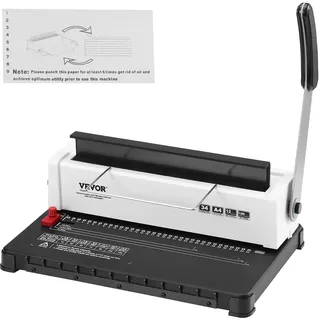Vevor Spiralbindegerät, Manueller Buchmacher 34-Loch-Bindung 120 Blatt, Stanzbinder verstellbar 3/16-9/16 Zoll Spiralbinderücken, für Briefformat, A4, A5