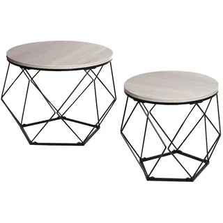 Mendler Couchtisch-Set HWC-L37 Grau Eiche 52 x 42 cm