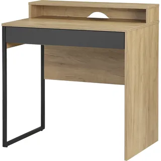 OTTO home "Moid, Computertisch in modernem Design", Breite 80 cm, mit Schublade, Kabeldurchlass & Metallkufe, eiche natur, schwarz graphit, schwarz, eiche natur),