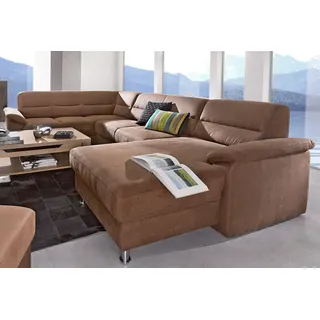 sit&more Wohnlandschaft »Ascara U-Form«, inklusive Boxspring/Federkern-Polsterung, wahlweise mit Bettfunktion, braun