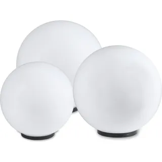 Kugelleuchte 3er Set 30/40/50cm weiß Kugellampen Aussenleuchte E27 o. Anschlußkabel - Weiß