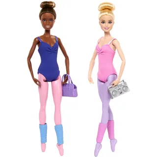 Barbie Ballettstudio Set mit 2 Puppen und 9 Zubehörteilen Blonde/Brünette HXC37