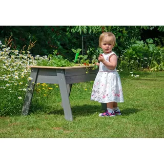 dobar® 58520FSC Kinderhochbeet mit Ablagefläche - Mini Hochbeet aus Holz - erhöhter Pflanzkasten für Kinder - kleines Salatbeet auf Stelzen - Kleines Kräuterbeet für Garten/Terrasse/Balkon - Grau