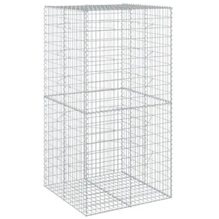 vidaXL Gabione mit Deckel 100x100x200 cm Verzinktes Eisen - Silber