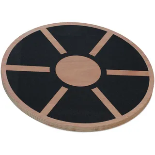 Relaxdays Balance Board, Anfänger & Fortgeschrittene, HxD: 8 x 40 cm, Gleichgewichtstrainer, aus Holz, Natur/schwarz