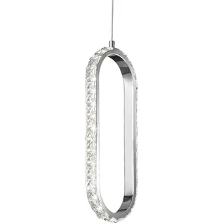 Wofi LED Pendelleuchte Harley Chrom 12W 1100lm warmweiß 3200K Kristalloptik kürzbar 3-Stufen-Dimmbar - Silber