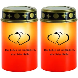 Begonia 2 Stück LED Grablichter, Solar Grablicht Grablaterne für DraußEn, Wasserdichtes Grablicht Solar Outdoor Friedhofskerze, LED Grabkerze für Friedhofsritual Opfergebet, Schöne Solar-Grablichter