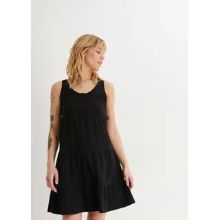 bonprix Jerseykleid "Baumwoll Jerseykleid, kurz" für entspannte Sommertage, aus Baumwolle, lockere A-Linie, knielang, schwarz