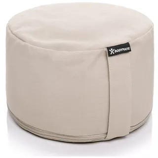BODYMATE Extra-Hohes Yogakissen rund 31cm Durchmesser 20cm hoch, Buchweizen-Spelz Füllung, Maschinenwaschbarer Bezug aus 100% extra dicker Baumwolle, Meditationskissen, Sitzkissen, Bodenkissen