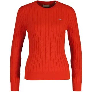 Sweater GANT "Strickpullover STRETCH COTTON CABLE C-NECK", Damen, Gr. M, rot (rot (perfect rot)), Obermaterial: 88% Baumwolle CO. 10% Polyamid PA. 2% Elasthan EL., Sweatshirts Sweater