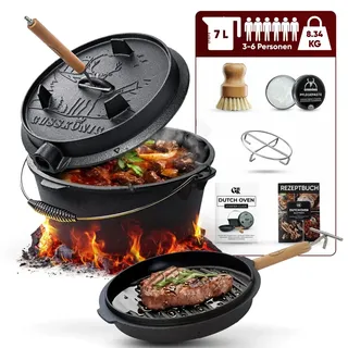 Gusskönig Eingebrannter Dutch Oven Set 7L ohne Füße