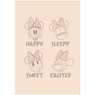 Bild KOMAR "Minnie Pink Emotions", rosa (farbe bild(er): rosa, schwarz, weiß), B:50cm H:70cm, Holz, Papier, Bilder, Bild, Wandbild zur Dekoration im Kinderzimmer - ohne Rahmen