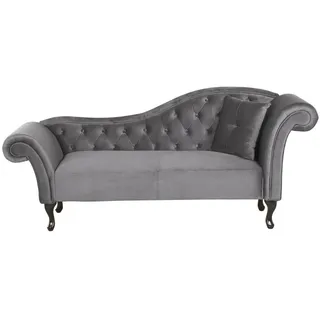 BELIANI Chaiselongue Rechtsseitig Grau Samtstoff Holzfüße Glamourös Mit Zierkissen - Grau