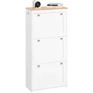 SoBuy Schuhschrank 59 x 116 x 26 cm weiß / weiß