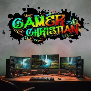 tjapalo® pk89 Wandtattoo Gamer Bilder gaming Bild Gamer Wandtattoo Kinderzimmer junge Bilder gaming Deko wandtattoo jugendzimmer jungs Wandbild Gamer Name, Größen Name: B50xH24cm